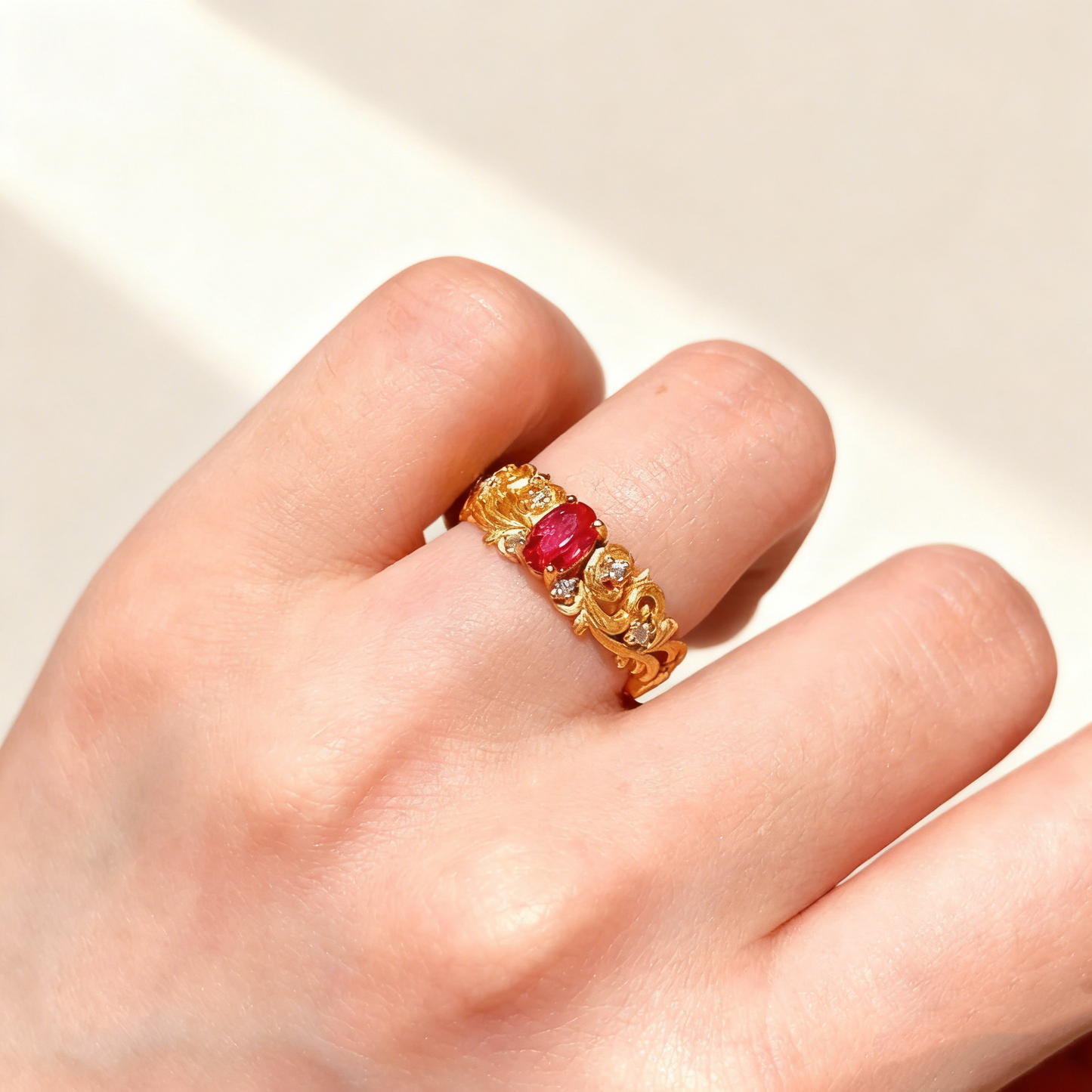 Vintage Filigree Ruby Ring