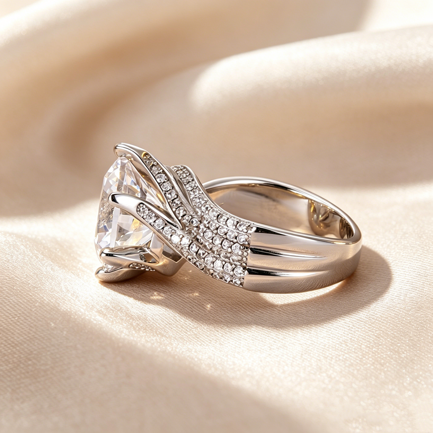 Triple Pavé Twisted Band Ring