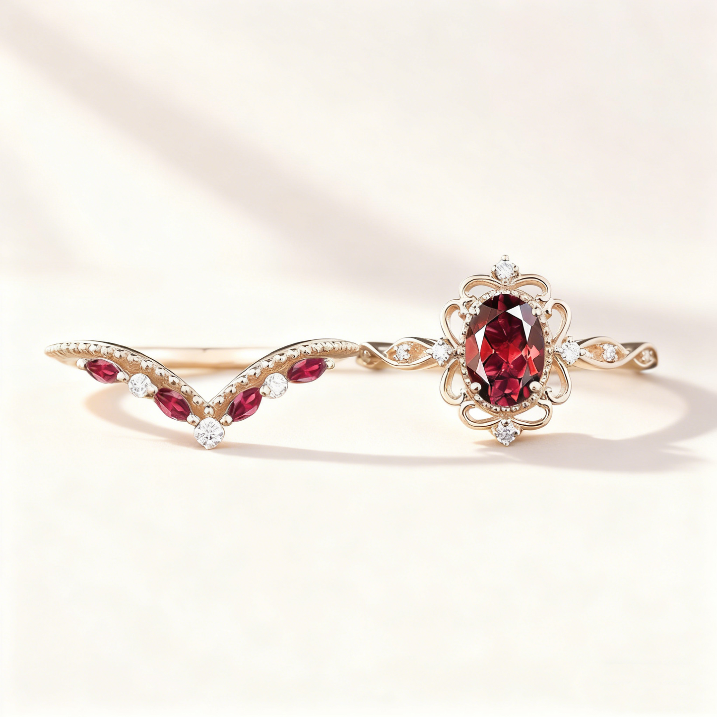 Red Sapphire Stackable Ring Set