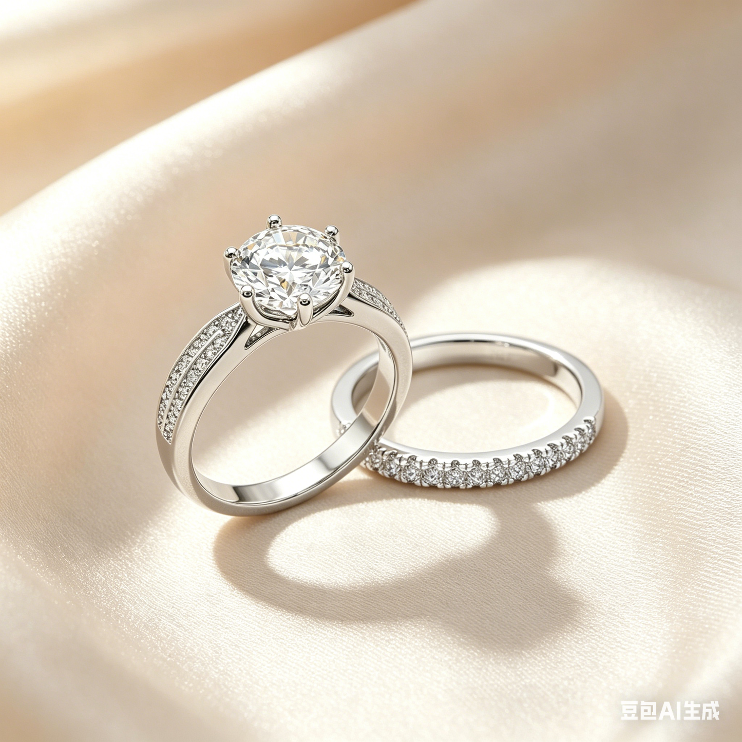 Classic Six-Prong Moissanite Ring Set