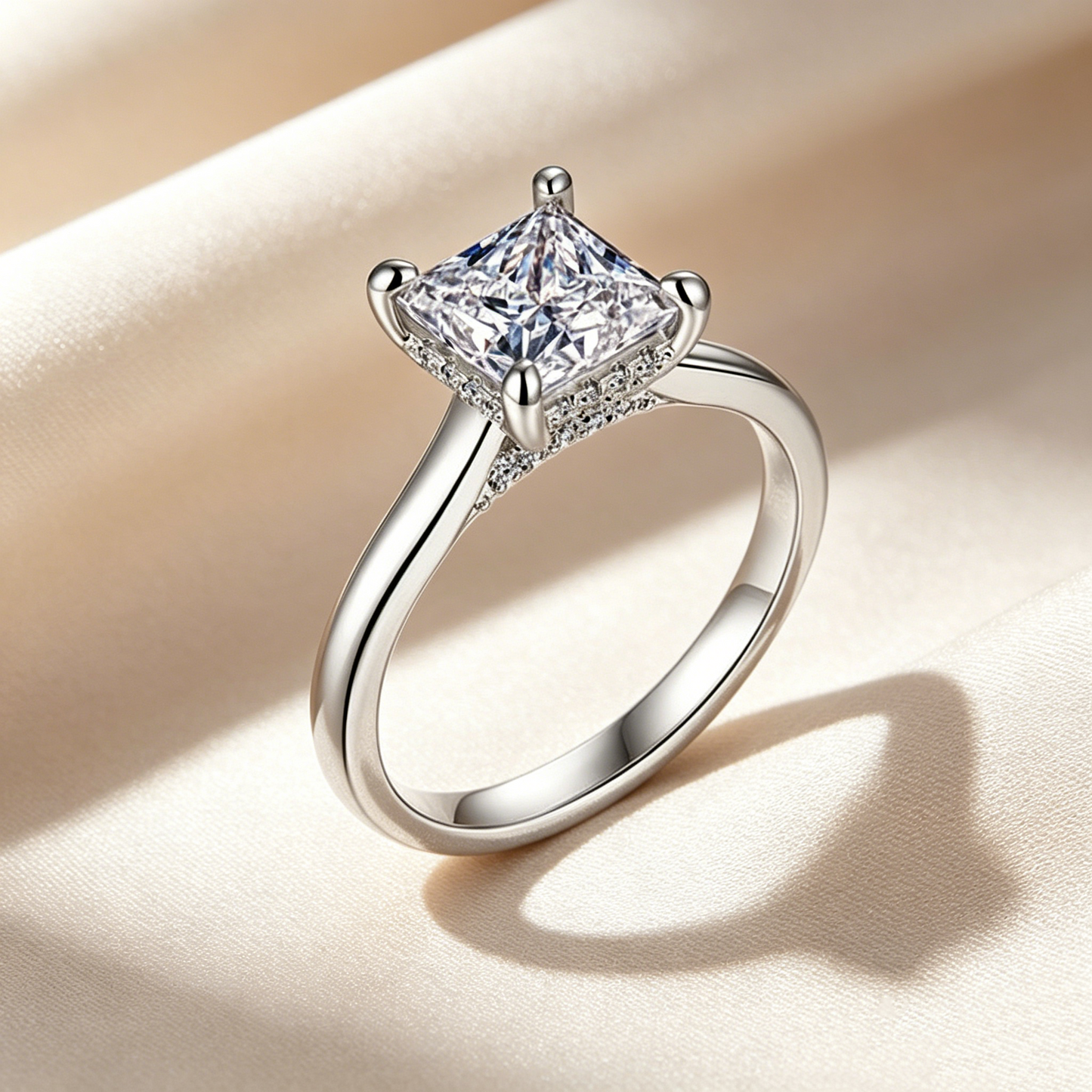 Princess Cut Moissanite Ring Set