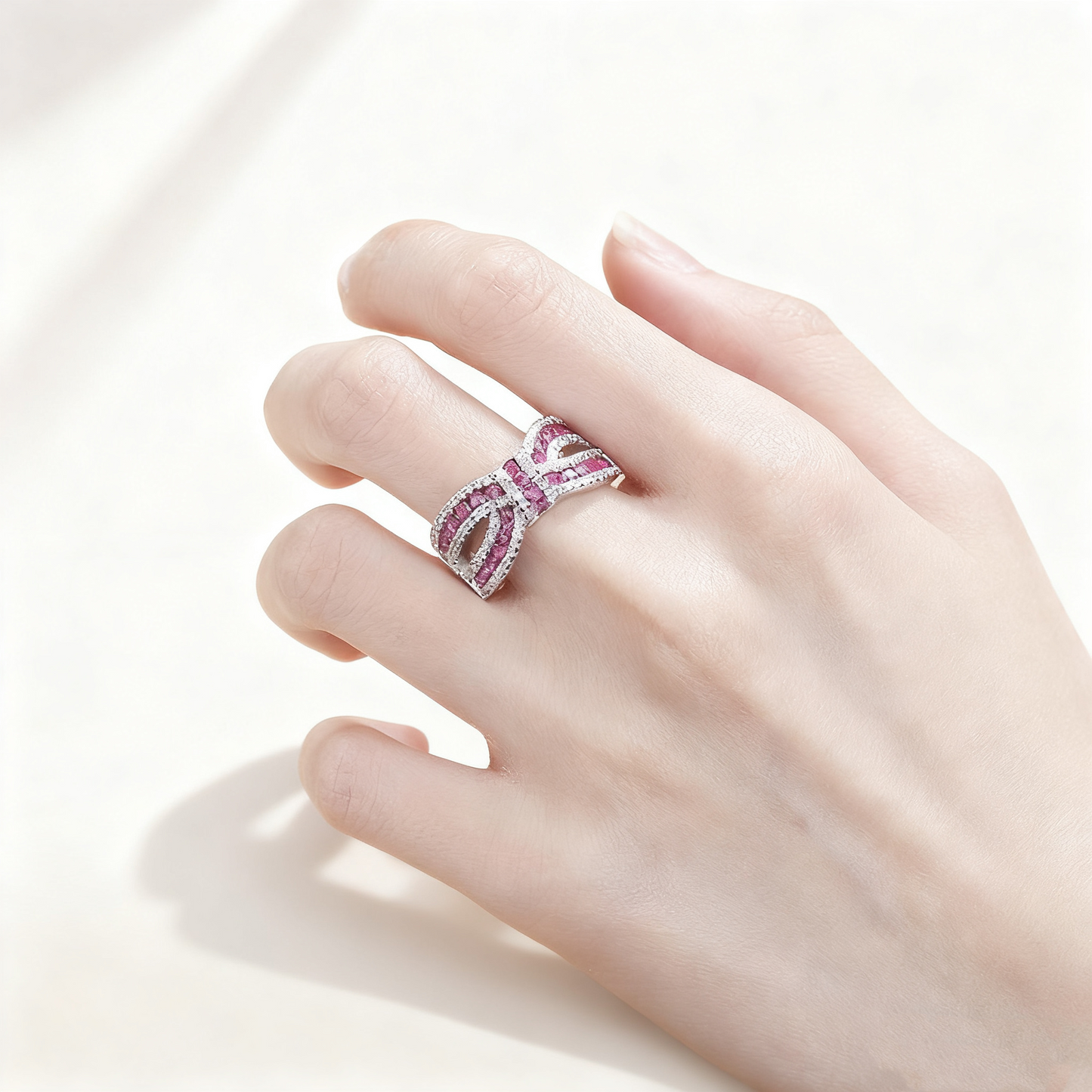 Pavé Amethyst & Diamond Bow Ring