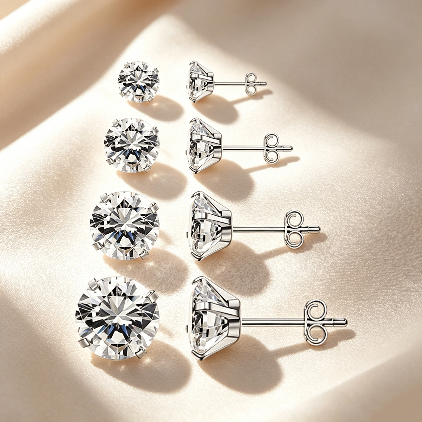 Classic Moissanite Solitaire Stud Earrings