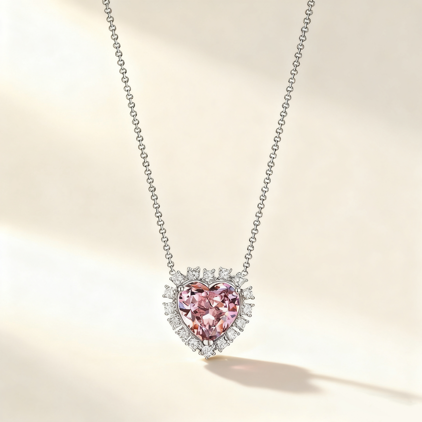 Heart-Cut Pink Crystal Ring & Necklace