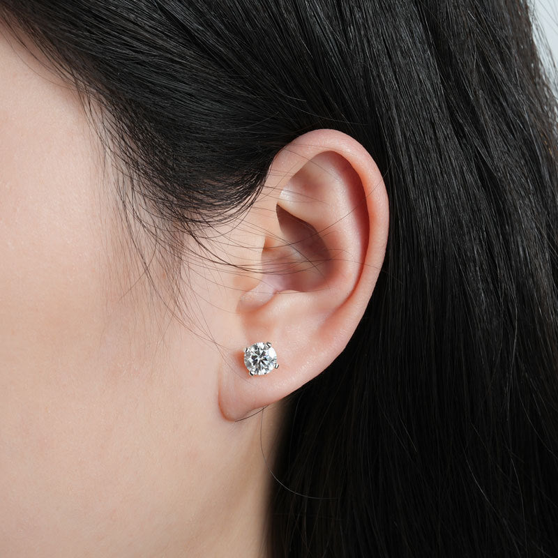 Classic Moissanite Solitaire Stud Earrings