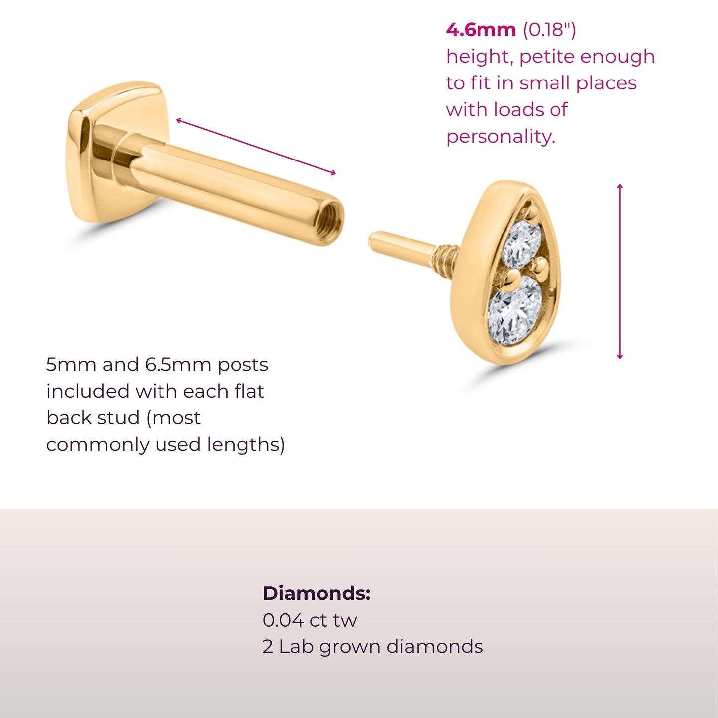 Perfect-Pear Diamond Flat Back Stud