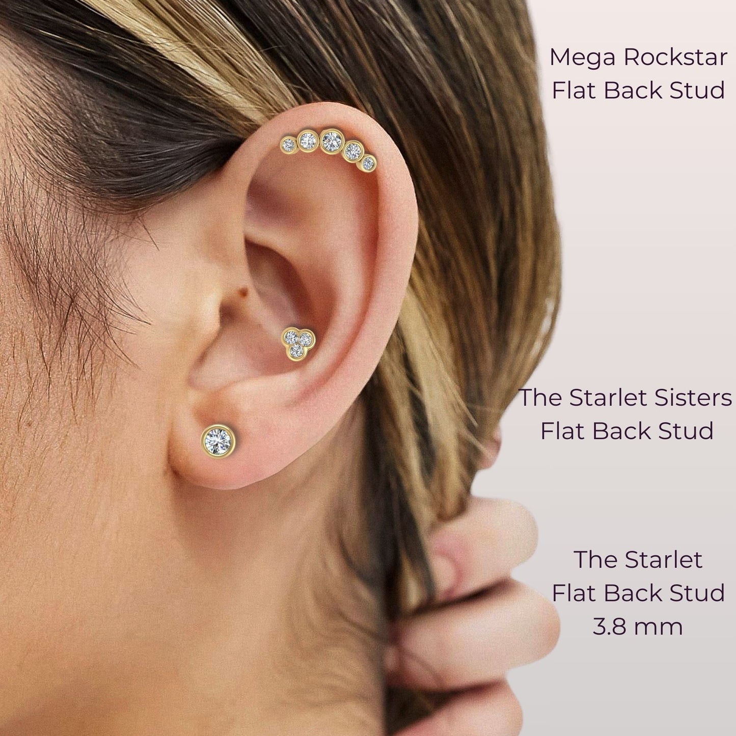 The Starlet Sisters Diamond Flat Back Stud