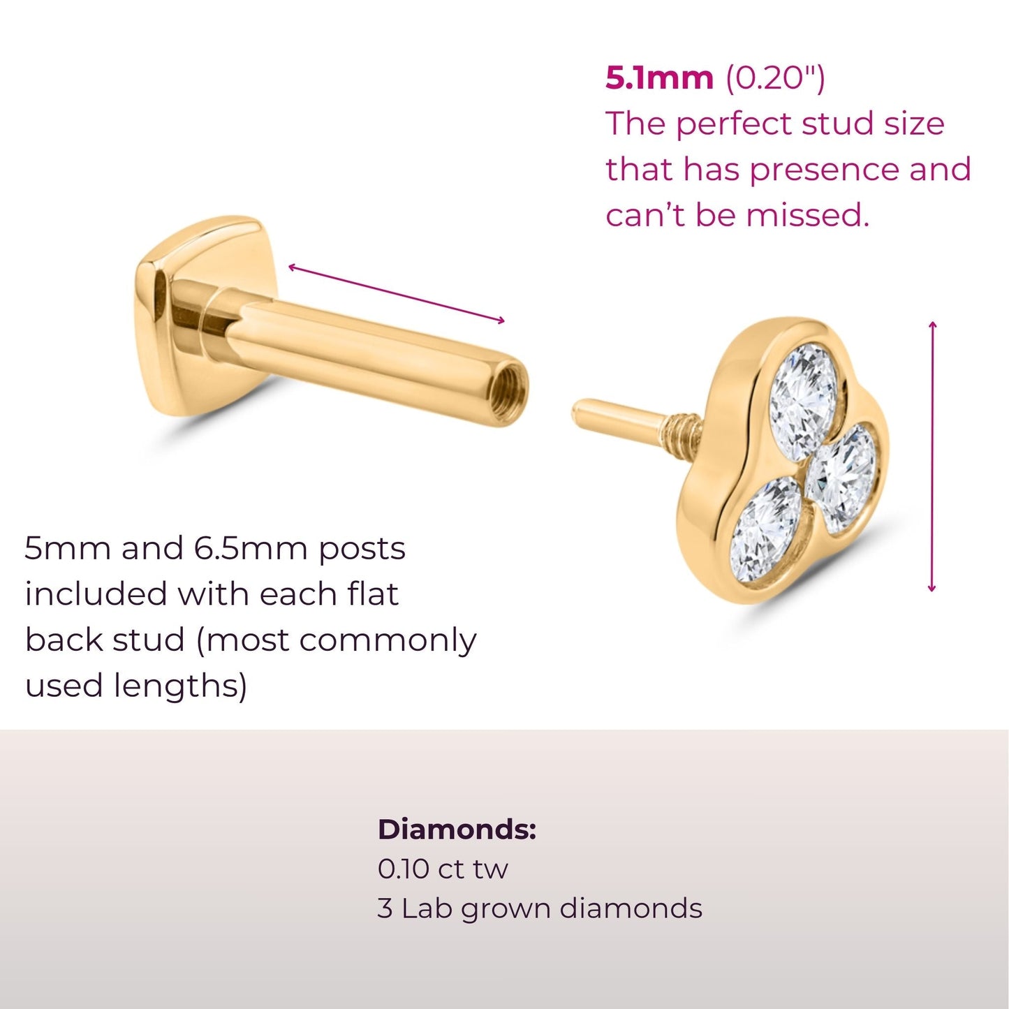 The Starlet Sisters Diamond Flat Back Stud
