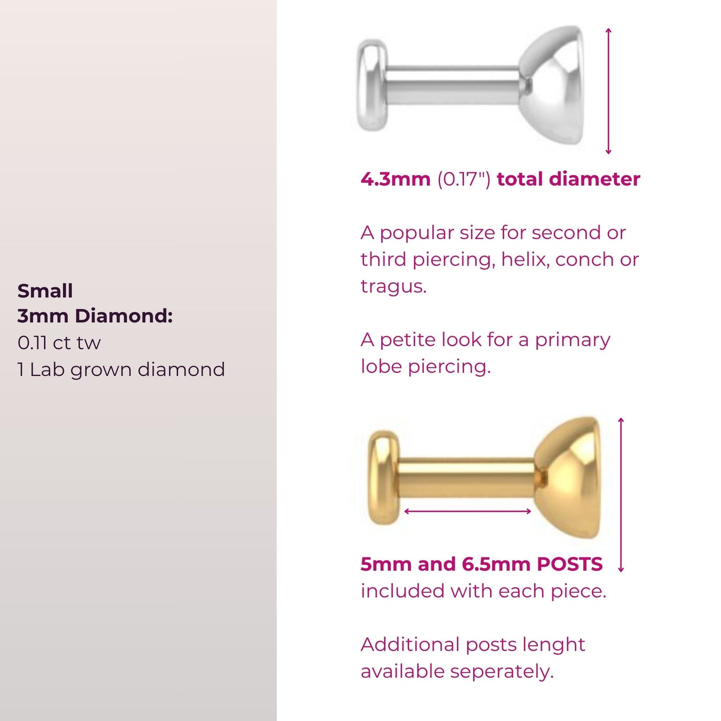 The Starlet Pink Diamond Flat Back Stud
