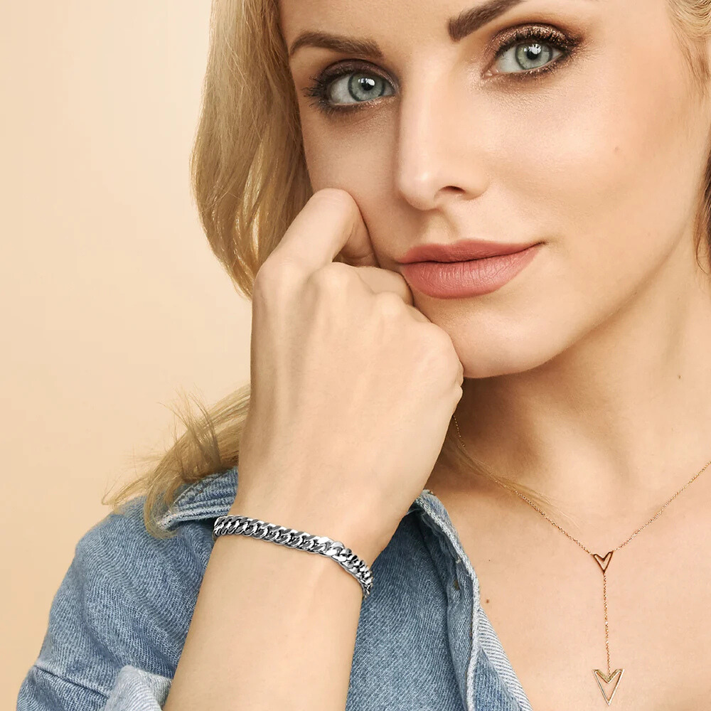 Estate Cuban Bracelet | White Gold