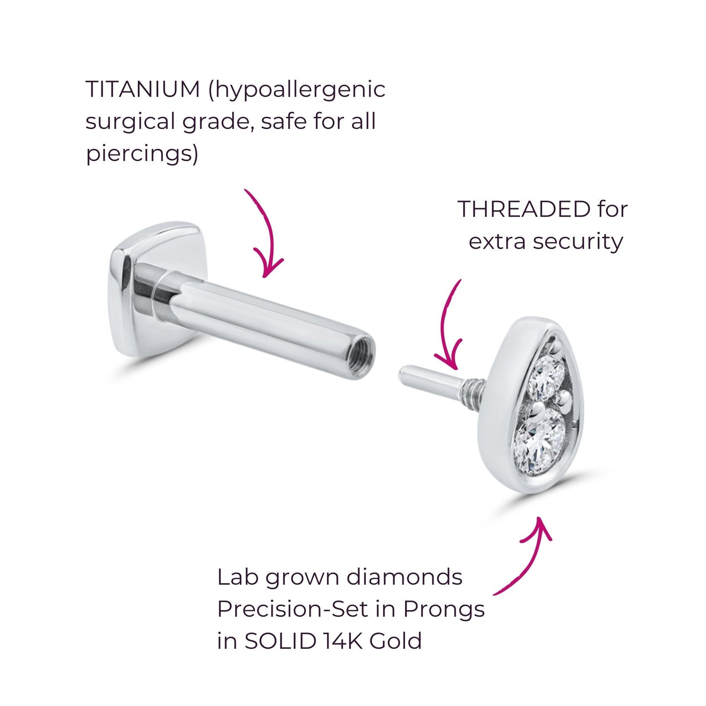 Perfect-Pear Diamond Flat Back Stud